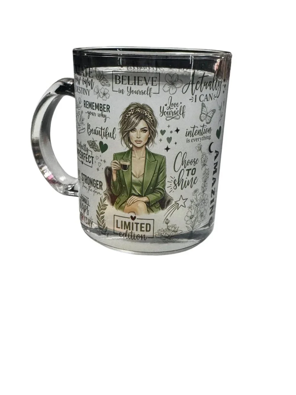Inspirational Quotes Glass Coffee Mug for Women